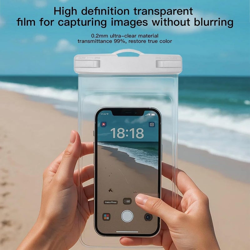 Criyar 1/2 Pack Waterproof Phone Pouch Compatible with iPhone 17 16 15 Pro Max & Galaxy S24+/S23 7in Waterproof Phone Case with Lanyard,IPX8 Beach Travel Must Haves,Beach Essentials,Light Grey,1 Pack - Image 2